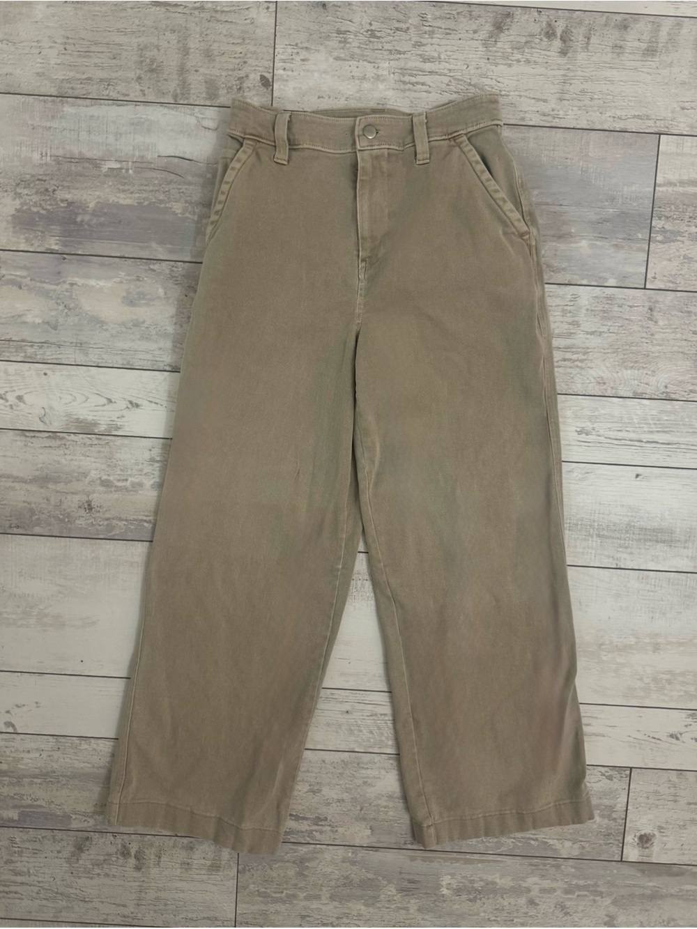 BP Wide Leg Khaki Cotton Trousers
